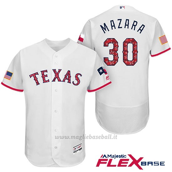 Maglia Baseball Uomo Texas Rangers 2017 Estrellas y Rayas Nomar Mazara Bianco Flex Base